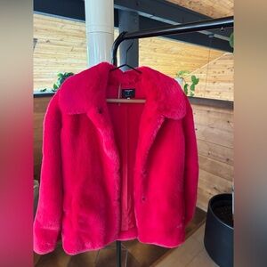 Opening Ceremony x Barneys New York Red Oversized Faux Fur Teddy Coat